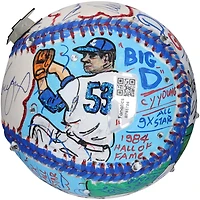 Ballon de baseball autographié par Sandy Koufax, Don Drysdale et Duke Snider des Dodgers de Los Angeles - Illustration de Charles Fazzino