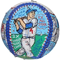 Ballon de baseball autographié par Sandy Koufax, Don Drysdale et Duke Snider des Dodgers de Los Angeles - Illustration de Charles Fazzino