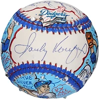 Ballon de baseball autographié par Sandy Koufax, Don Drysdale et Duke Snider des Dodgers de Los Angeles - Illustration de Charles Fazzino