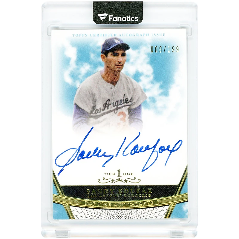 Carte autographiée de Sandy Koufax (Los Angeles Dodgers) 2011 Topps Tier One Top Tier #TT-SK #9/199