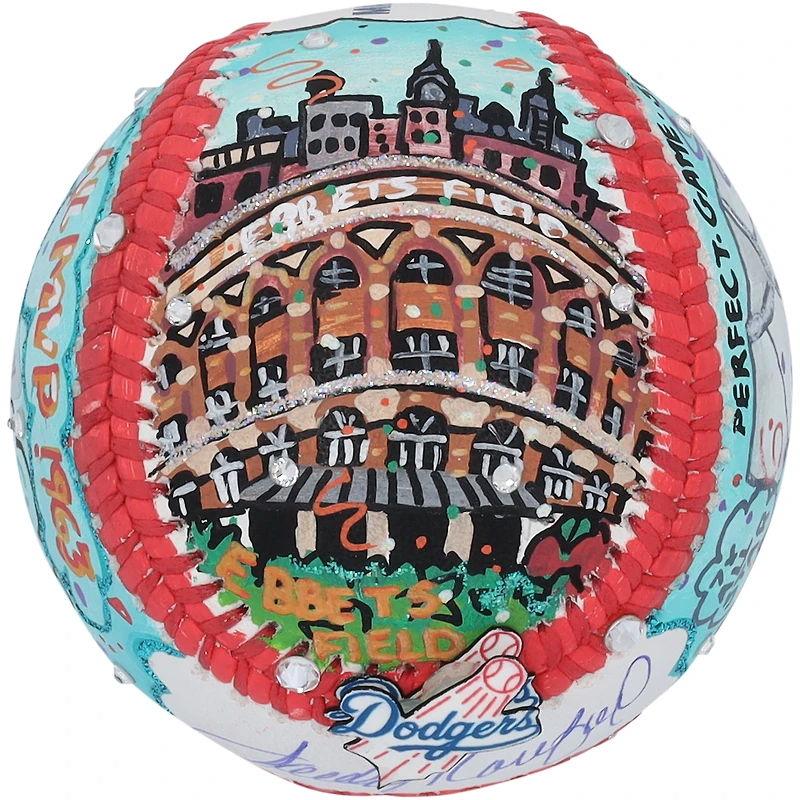 Ballon de baseball autographié par Sandy Koufax des Dodgers de Los Angeles - Illustration de Charles Fazzino - LG20377148