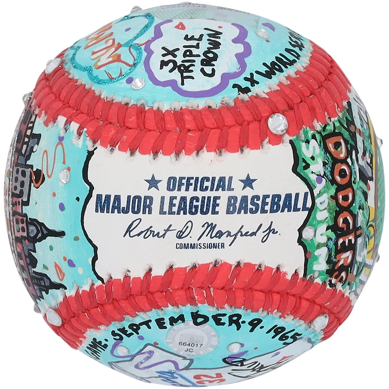 Ballon de baseball autographié par Sandy Koufax des Dodgers de Los Angeles - Illustration de Charles Fazzino - LG20377148