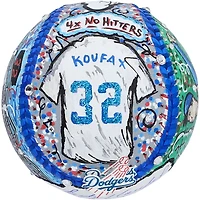 Ballon de baseball autographié par Sandy Koufax des Dodgers de Los Angeles - Peint à la main par l'artiste Charles Fazzino - B423049