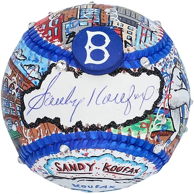 Balle de baseball autographiée par Sandy Koufax (Los Angeles Dodgers) - Peinte à la main par l'artiste Charles Fazzino - B423050