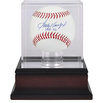 Sandy Koufax Los Angeles Dodgers Autographed Baseball with "HOF 72" Inscription and Mahogany Display Case