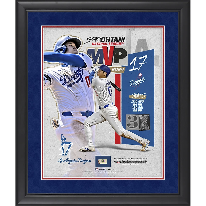 Shohei Ohtani Los Angeles Dodgers 2024 National League MVP Framed 16" x 20" Collage with Game-Used Baseball from the 2024 Season