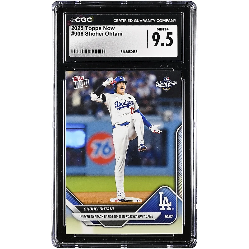 Carte Topps Now 2025 de Shohei Ohtani (Los Angeles Dodgers), premier joueur à atteindre les buts 9 fois en séries éliminatoires (n° 906