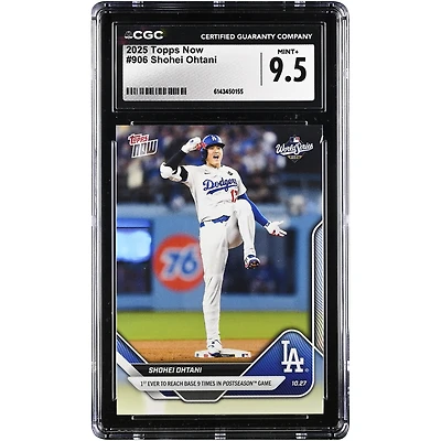 Carte Topps Now 2025 de Shohei Ohtani (Los Angeles Dodgers), premier joueur à atteindre les buts 9 fois en séries éliminatoires (n° 906
