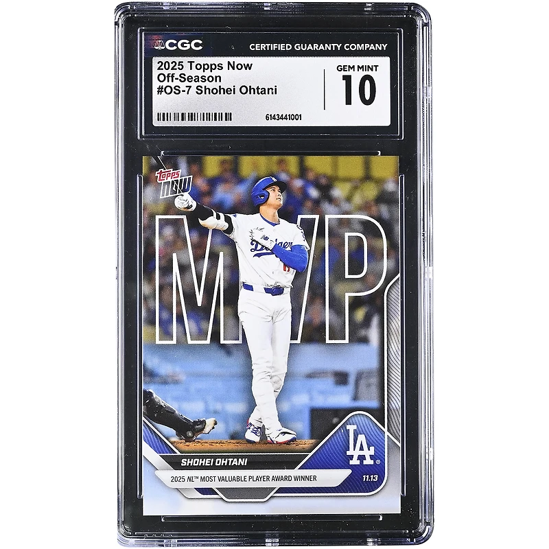 Shohei Ohtani, Los Angeles Dodgers, Topps Now 2025, MVP de la Ligue nationale, carte authentifiée CGC n° OS-7 (10 cartes).