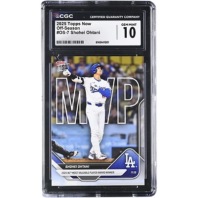 Shohei Ohtani, Los Angeles Dodgers, Topps Now 2025, MVP de la Ligue nationale, carte authentifiée CGC n° OS-7 (10 cartes).