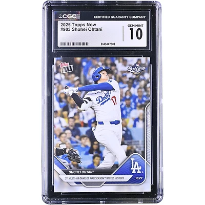 Shohei Ohtani, Los Angeles Dodgers, Topps Now 2025 : 3e match à plusieurs circuits en séries éliminatoires, un exploit historique (n° 903), authentifié par CGC. Carte de 10 pouces.