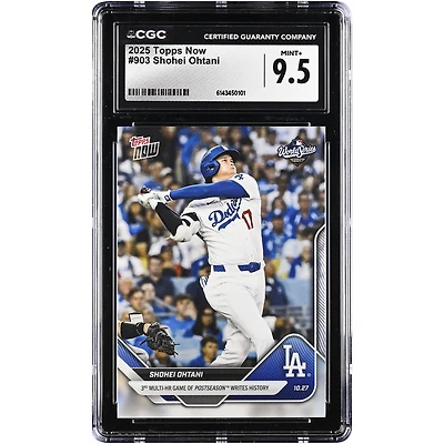 Carte Topps Now 2025 de Shohei Ohtani, Los Angeles Dodgers : 3e match à plusieurs circuits en séries éliminatoires, un exploit historique (n° 903), authentifiée CGC 9.5.