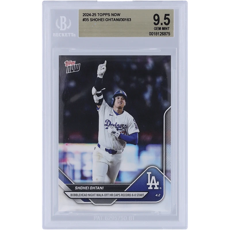 Shohei Ohtani Los Angeles Dodgers 2025 Topps Now Bobblehead Night Walk-Off HR Caps Record 8-0 Start #35 BGS Authenticated 9.5 Card
