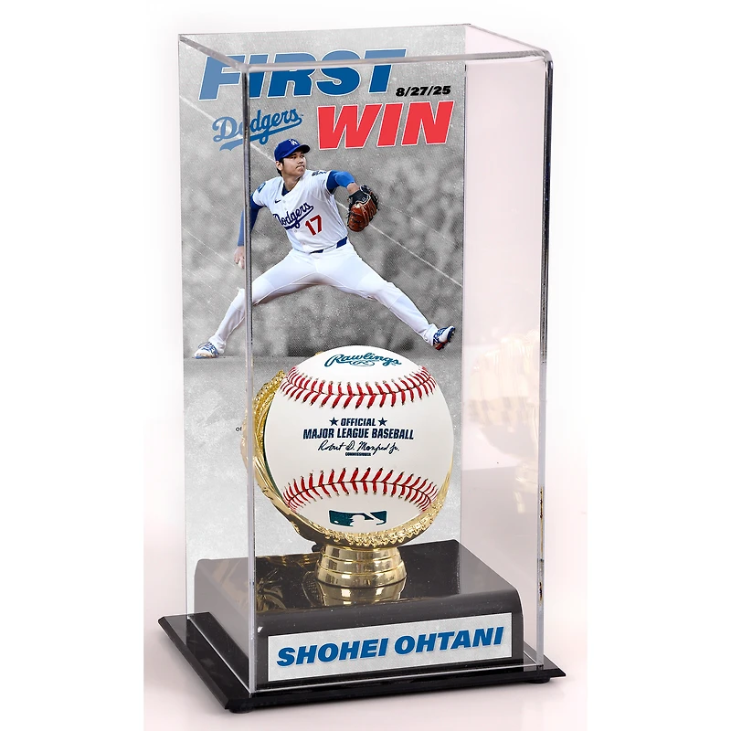 Vitrine sublimée avec image de Shohei Ohtani, première victoire des Dodgers de Los Angeles en tant que lanceur partant de l'équipe.