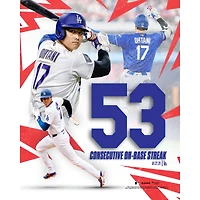 Shohei Ohtani Los Angeles Dodgers Unsigned 53 Consecutive Games On-Base Streak Collage Photograph