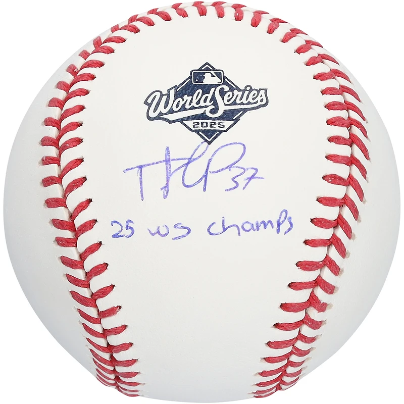Teoscar Hernández Los Angeles Dodgers Autographed  2025 World Series Logo Baseball with "25 WS Champs" Inscription