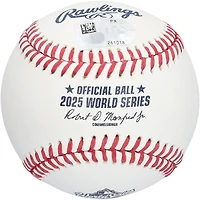 Balle de baseball autographiée par Teoscar Hernández des Dodgers de Los Angeles, logo des Séries mondiales 2025, avec inscription « 25 champions des Séries mondiales ».