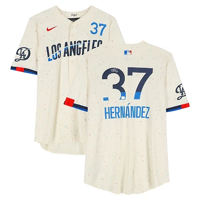 Teoscar Hernández Los Angeles Dodgers Autographed Cream Nike City Connect Limited Jersey  