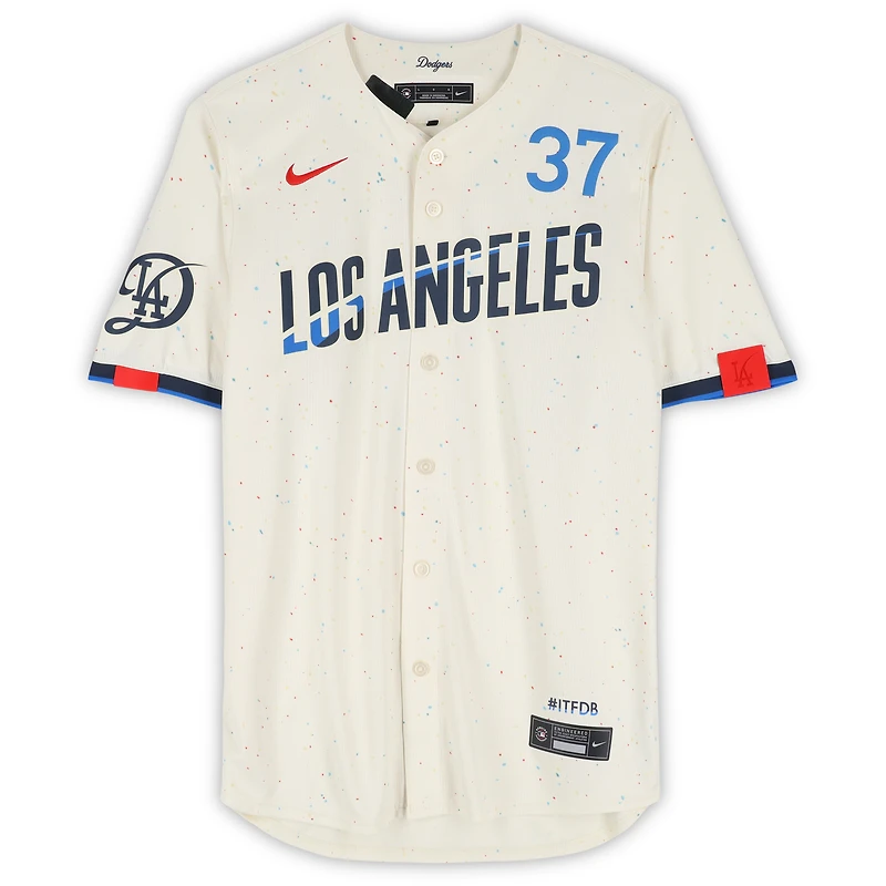 Teoscar Hernández Los Angeles Dodgers Autographed Cream Nike City Connect Limited Jersey with "24 WS Champs" Inscription 