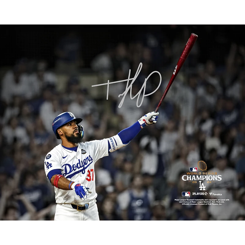 Photographie autographiée de Teoscar Hernandez des Dodgers de Los Angeles, champions de la Série mondiale 2024, 8" x 10"