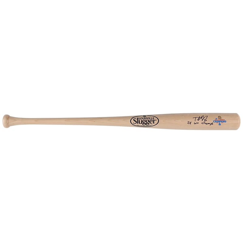 Batte de baseball Louisville Slugger autographiée par Teoscar Hernandez des Dodgers de Los Angeles avec l'inscription « 24 WS Champs »
