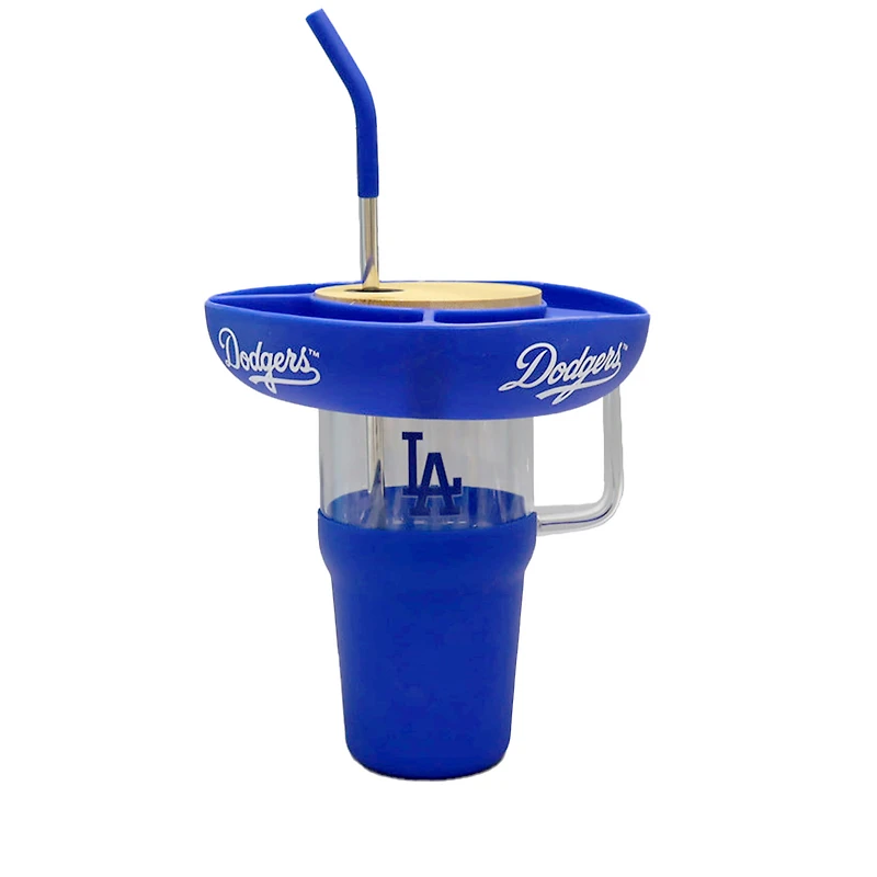Gobelet en verre de 40 oz avec plateau à collation en silicone des Dodgers de Los Angeles de The Memory Company