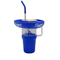 Gobelet en verre de 40 oz avec plateau à collation en silicone des Dodgers de Los Angeles de The Memory Company