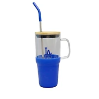Gobelet en verre de 40 oz avec plateau à collation en silicone des Dodgers de Los Angeles de The Memory Company