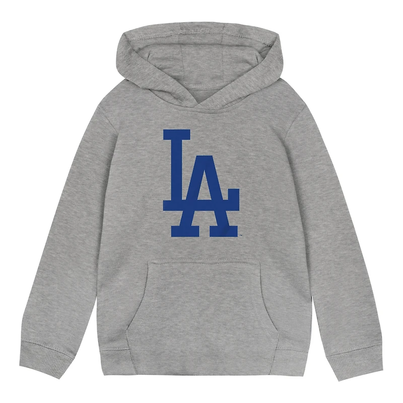 Toddler Heather Gray Los Angeles Dodgers Primary Logo Fleece Pullover Hoodie