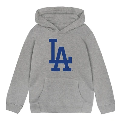 Toddler Heather Gray Los Angeles Dodgers Primary Logo Fleece Pullover Hoodie