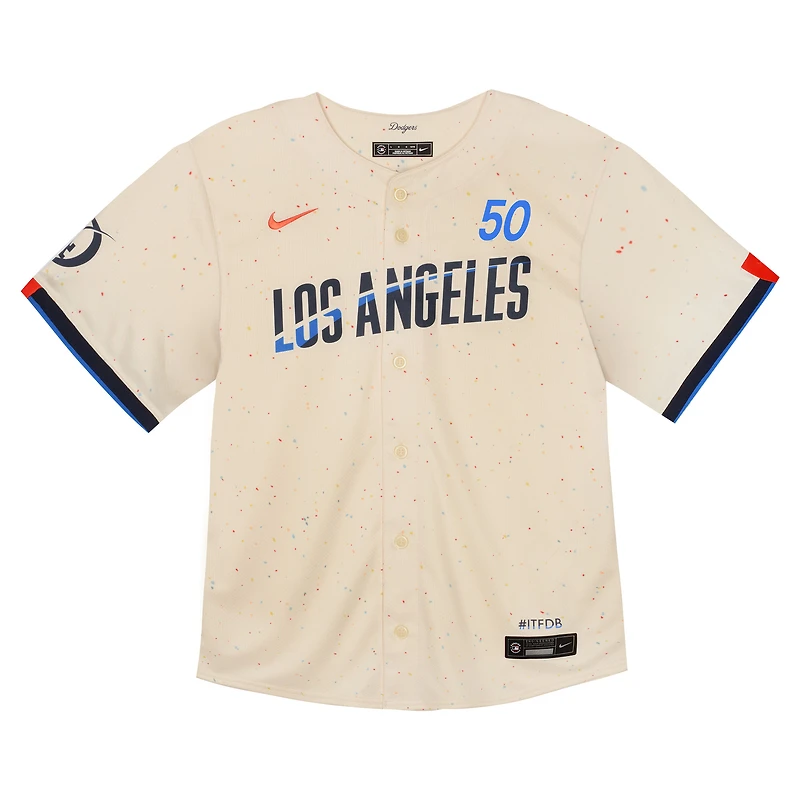 Maillot de joueur Nike Mookie Betts crème Los Angeles Dodgers 2024 City Connect Limited pour tout-petit