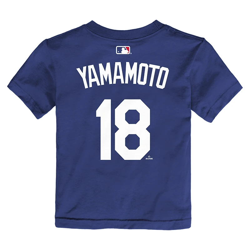 T-shirt pour enfant Yoshinobu Yamamoto des Royal Los Angeles Dodgers, avec nom et numéro