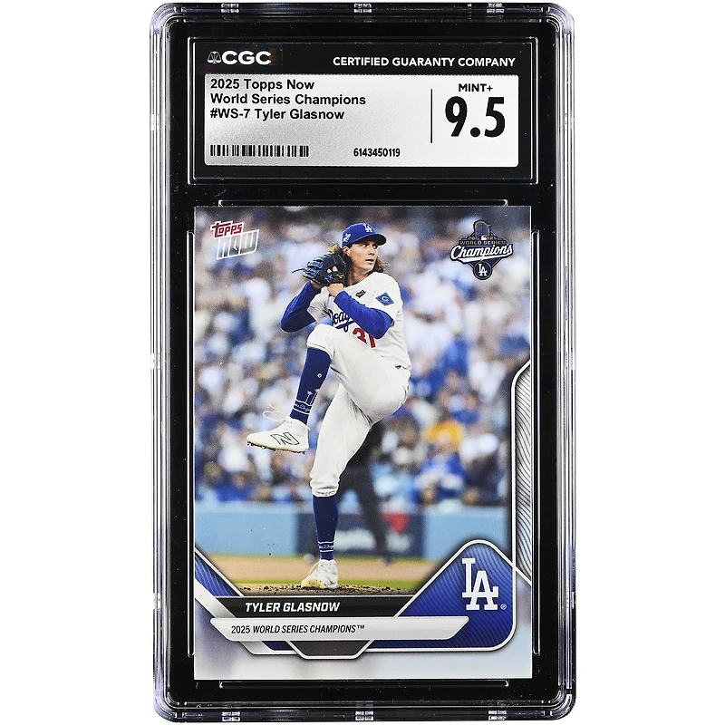 Carte Tyler Glasnow des Dodgers de Los Angeles 2025 Topps Now Champions des Séries mondiales 2025 #WS-7, authentifiée CGC 9.5