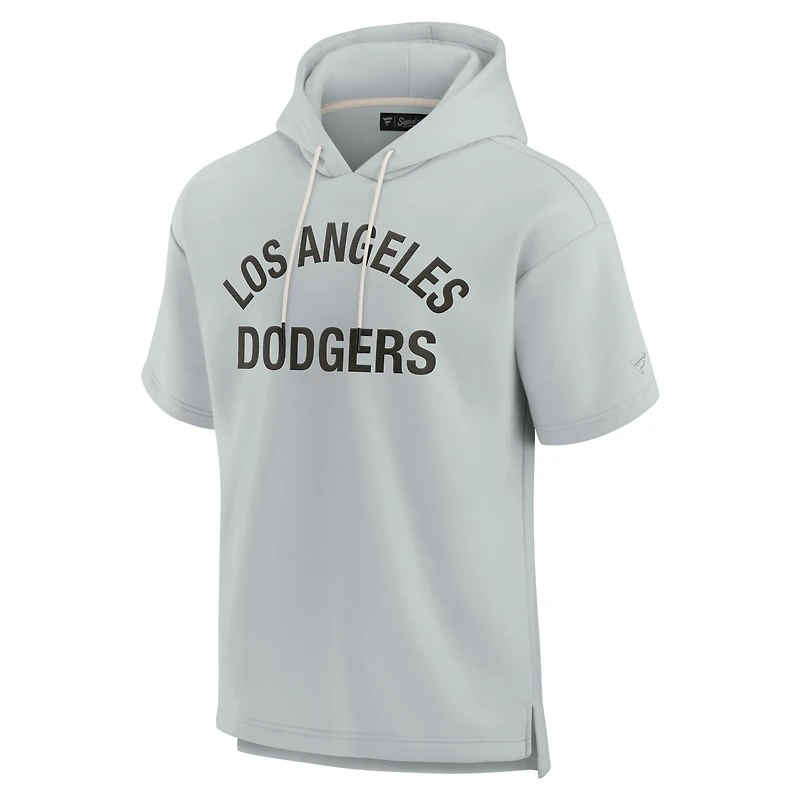 Sweat à capuche unisexe Fanatics gris Los Angeles Dodgers Elements en polaire super douce manches courtes