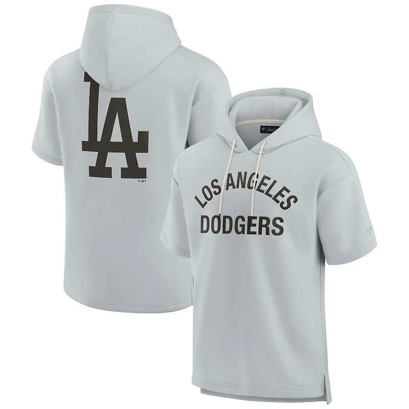 Unisex Fanatics Gray Los Angeles Dodgers Elements Super Soft Fleece Short Sleeve Pullover Hoodie