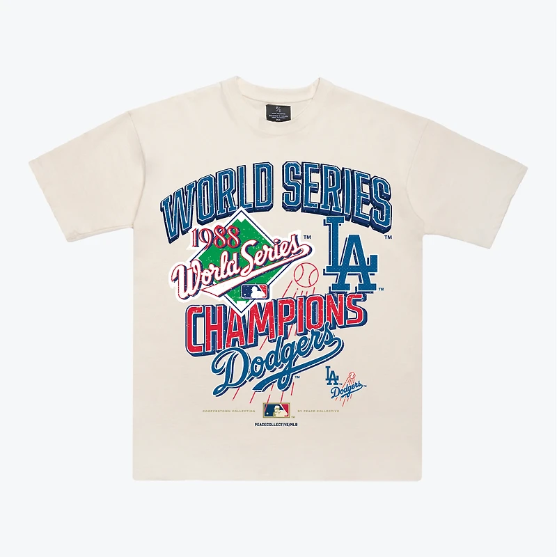 Unisex Peace Collective  Cream Los Angeles Dodgers 1988 World Series Champions Heavyweight T-Shirt