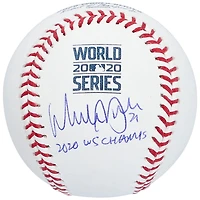 Walker Buehler Los Angeles Dodgers Autographed 2020 MLB World Series Champions World Series Logo Baseball with "2020 WS Champs" Inscription