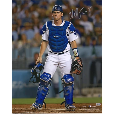 Photographie autographiée de Will Smith des Dodgers de Los Angeles, équipement de receveur