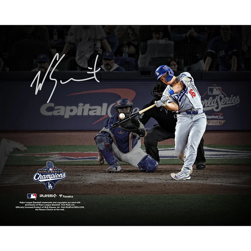 Photo dédicacée par Will Smith, des Dodgers de Los Angeles, champions des Séries mondiales 2025 (8 x 10 pouces), lors du match 7, marquant le home run victorieux.