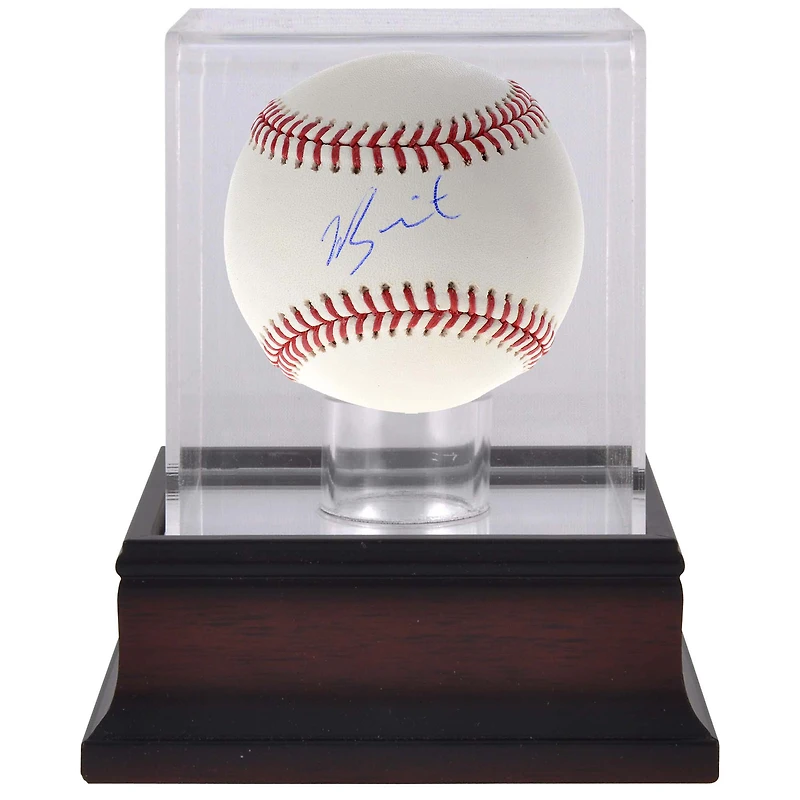Balle de baseball autographiée par Will Smith des Los Angeles Dodgers et vitrine de présentation de balles de baseball en acajou