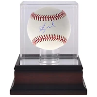 Balle de baseball autographiée par Will Smith des Los Angeles Dodgers et vitrine de présentation de balles de baseball en acajou