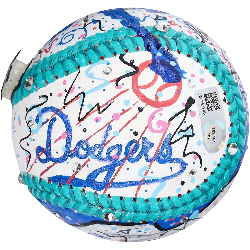 Ballon de baseball autographié par Will Smith des Los Angeles Dodgers avec l'inscription « Fresh Prince » - Peint à la main par l'artiste Charles Fazzino - B695716