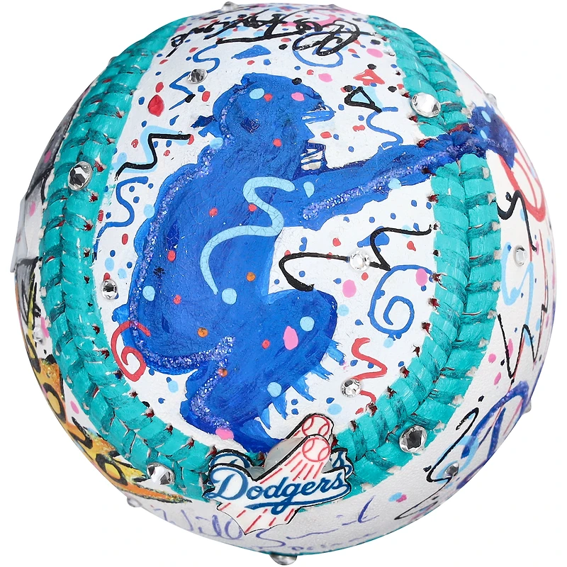 Ballon de baseball autographié par Will Smith des Los Angeles Dodgers avec l'inscription « Fresh Prince » - Peint à la main par l'artiste Charles Fazzino - B695716