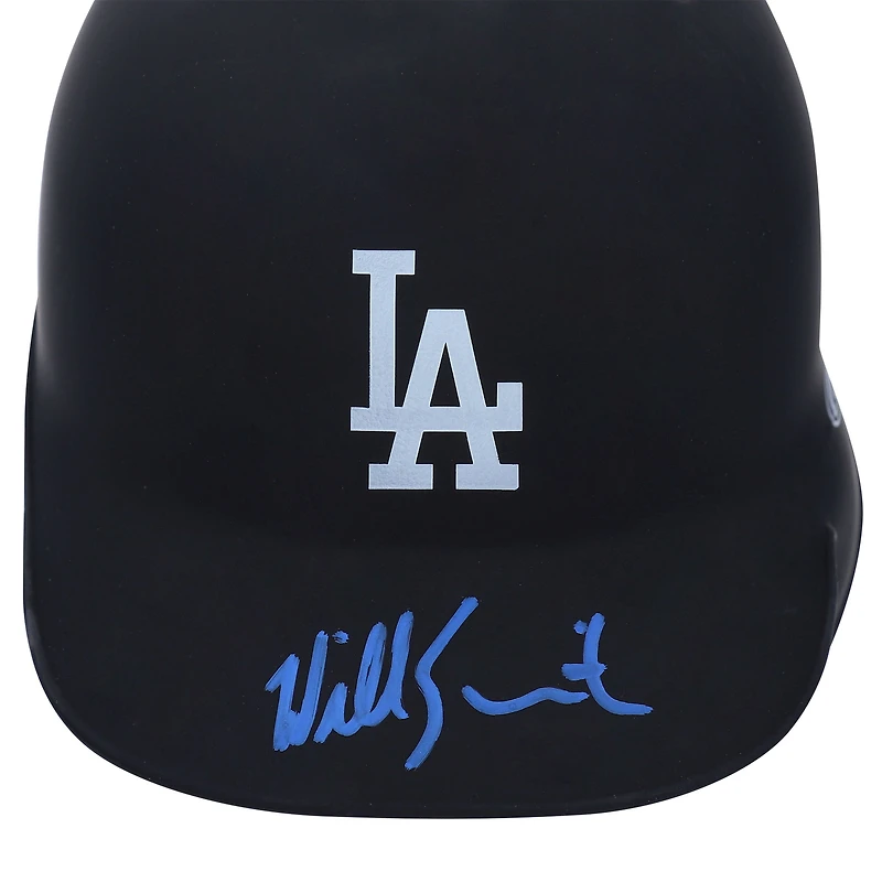 Casque de frappeur miniature noir mat autographié par Will Smith des Los Angeles Dodgers