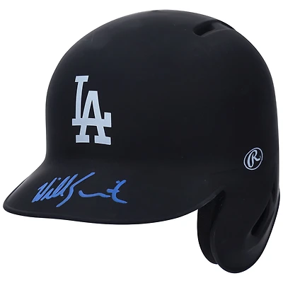 Casque de frappeur miniature noir mat autographié par Will Smith des Los Angeles Dodgers