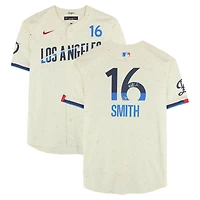 Maillot Nike City Connect crème dédicacé par Will Smith des Dodgers de Los Angeles