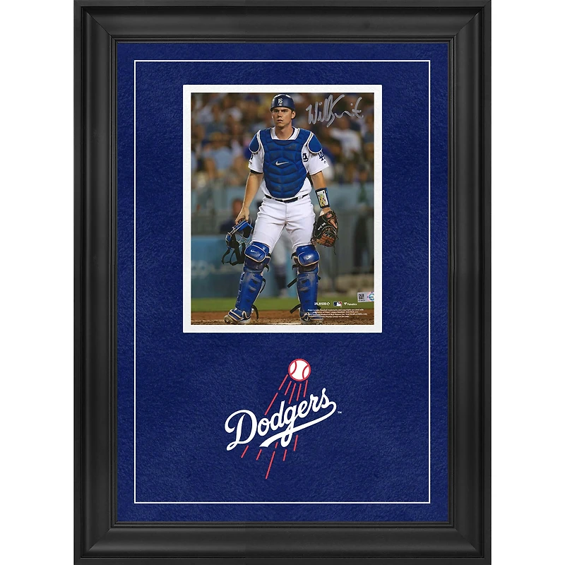 Photographie encadrée de luxe autographiée de Will Smith des Dodgers de Los Angeles 8" x 10" avec équipement de receveur