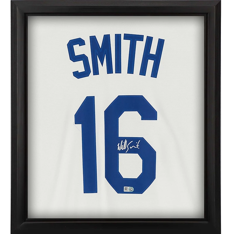Maillot réplique Nike blanc encadré autographié par Will Smith des Los Angeles Dodgers Shadowbox