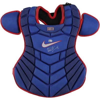 Protection thoracique bleue Nike autographiée et portée par Will Smith lors du match des Dodgers de Los Angeles contre les Giants de San Francisco le 28 juin 2024