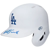 Casque de frappeur miniature blanc mat autographié par Will Smith des Los Angeles Dodgers